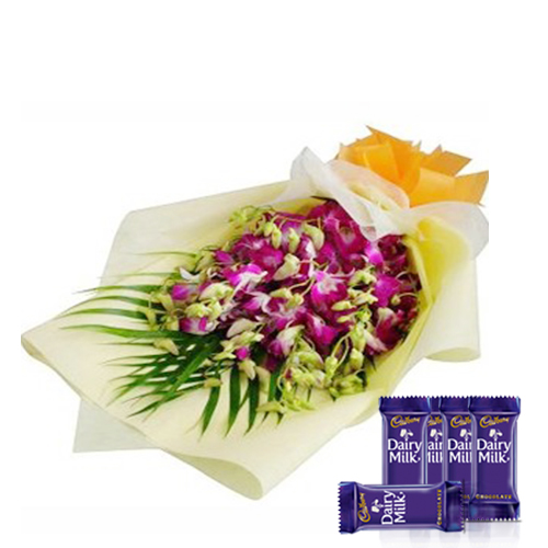 Orchids Bunch Extravaganza - Dairy Milk Combo