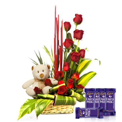 Dazzling Arrangement - Dairy Milk Combo