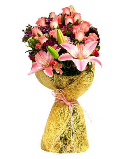Stylish Rose & Lilies Bunch Flower