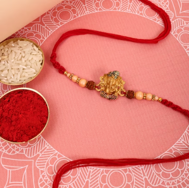 Fancy Ganesha Rakhi with Roli & Chawal