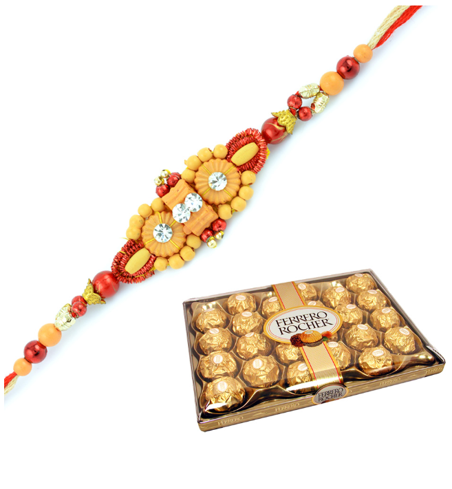 Ferrero Rocher Luxury and Classy Beads Rakhi Combo