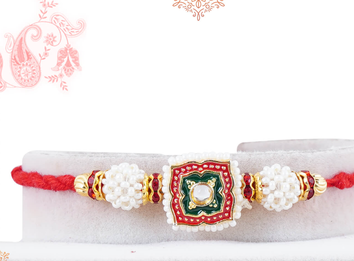 Pearl Embellished Artistry Rakhi