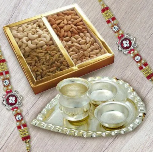 Designer Rakhi Set with Dry Fruits 