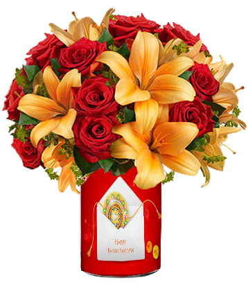 Beautiful Bunch Rakhi Personalized Vase