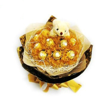Teddy & Chocolate Valentine Bouquet Combo