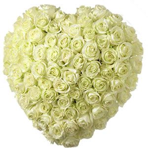 White Rose Heart Flower
